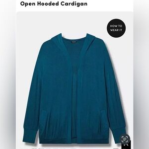 NWT Women’s TORRID Hacci Open Hooded Cardigan Legion Blue Sz 2 2X New